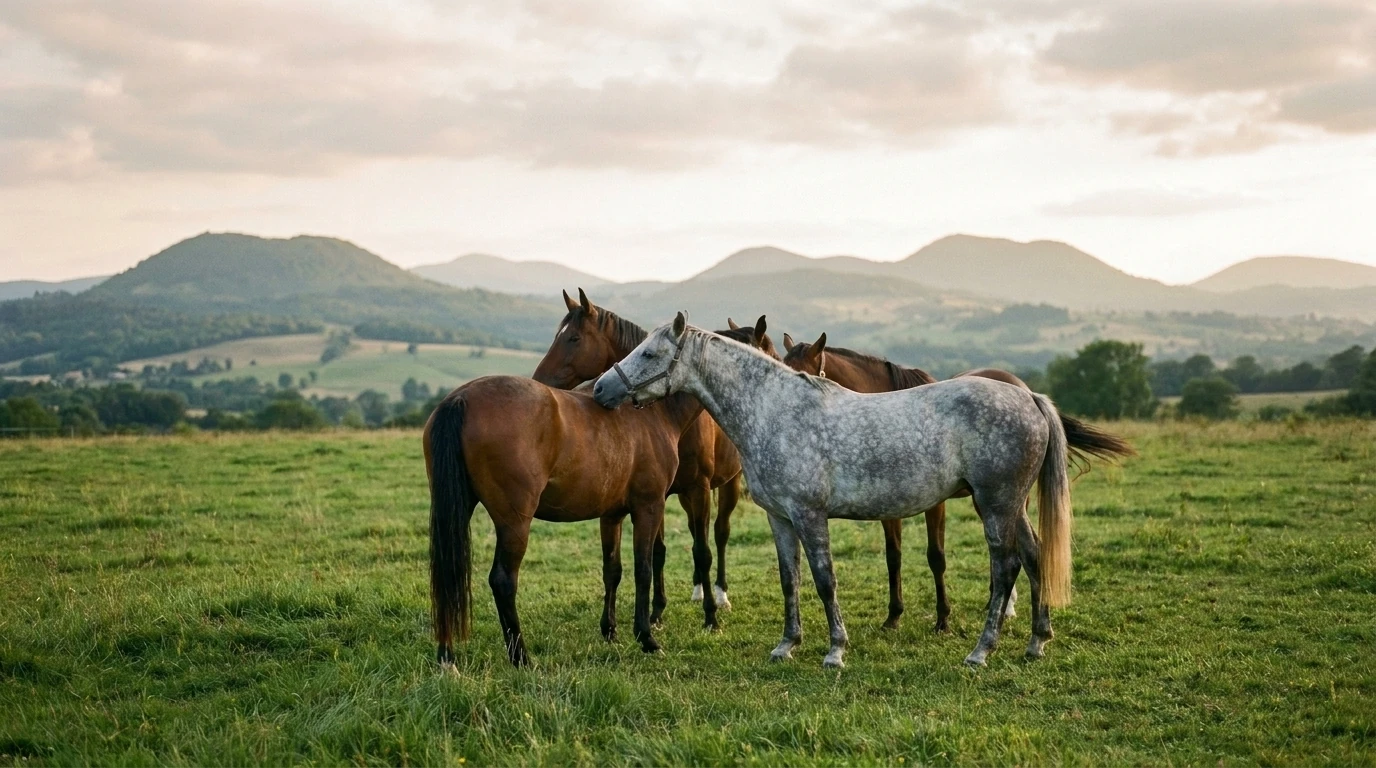 Les chevaux du Ecuries Du Clos Des Vignes en liberté, Allier